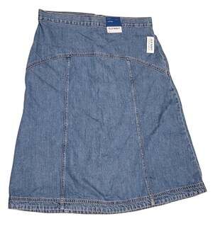 NWT Old Navy High-Waisted Jean Midi Skirt 12 Drapey Denim Western Blue Seamed